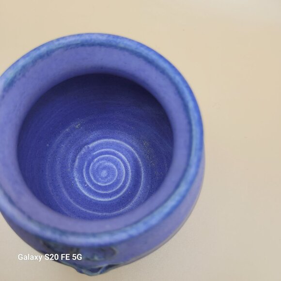 Studio Pottery Face Vase Pot Vessel Smiling Face Hand Made Egg Separator - Picture 8 of 11